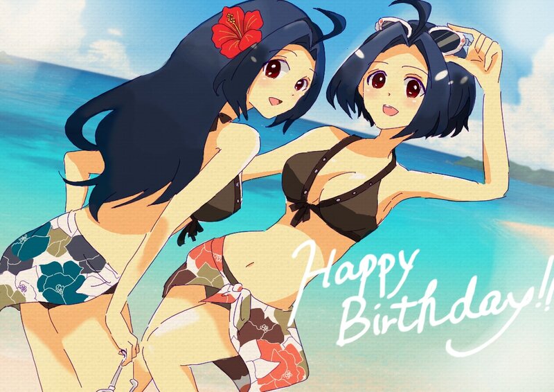 Anime girls at the beach
