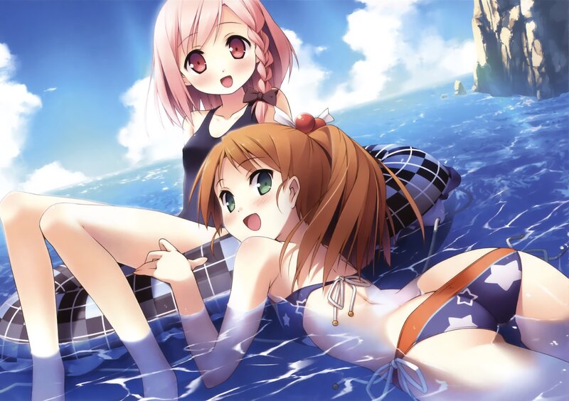 Anime girls at the beach