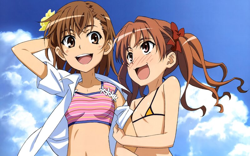 anime girls at the beach