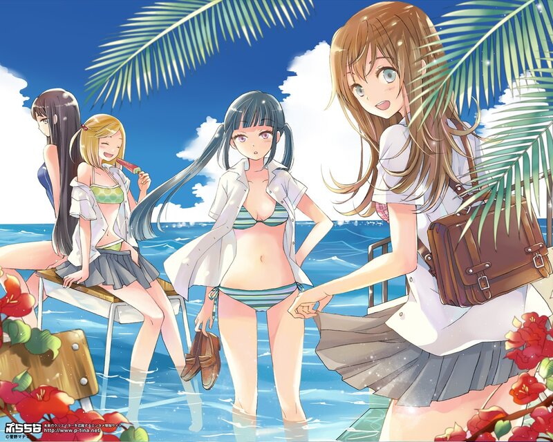 Anime girls at the beach