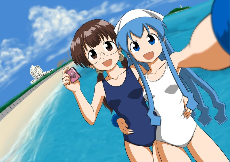 anime girls at the beach