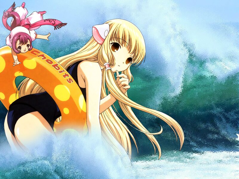 Anime girls at the beach