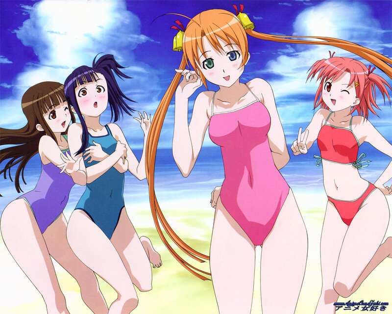 anime girls at the beach