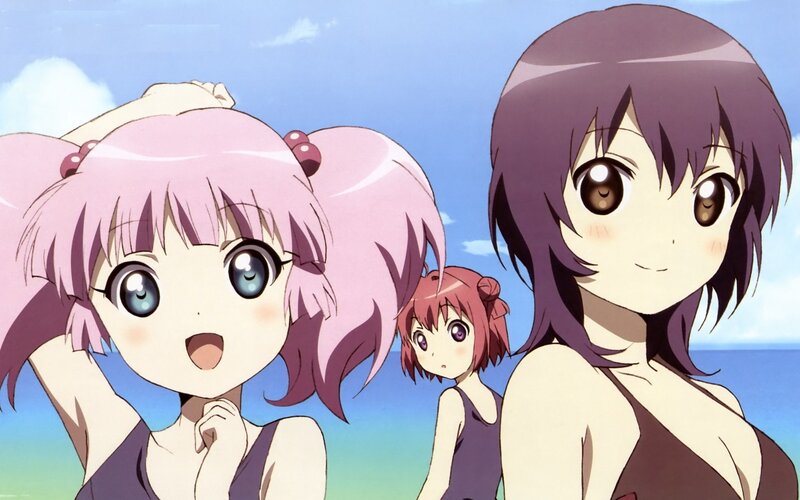 anime girls at the beach