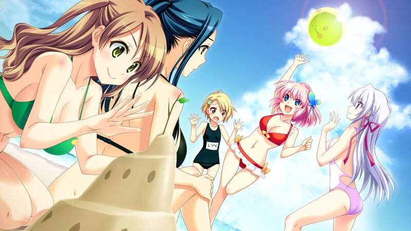 anime girls at the beach