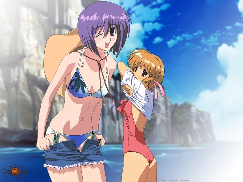 Anime girls at the beach
