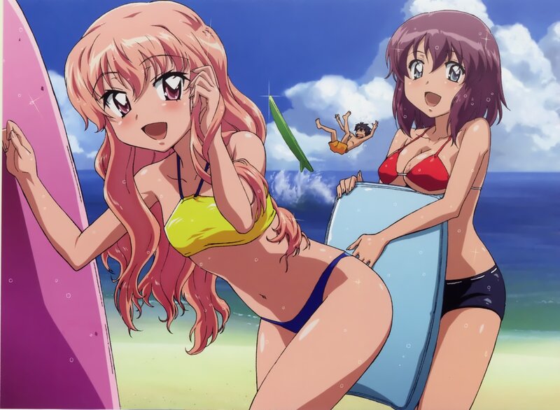anime girls at the beach