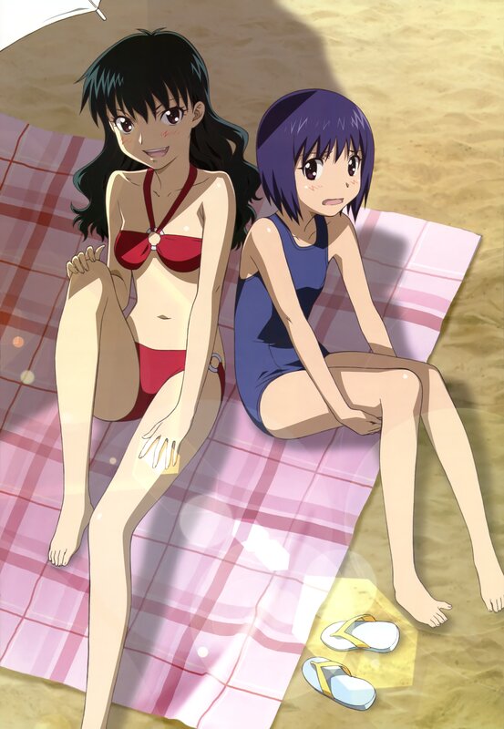 Anime girls at the beach