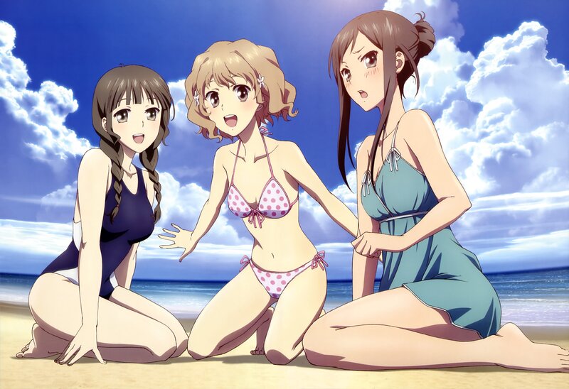anime girls at the beach