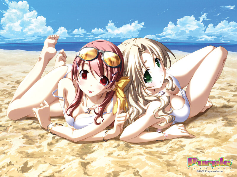 Anime girls at the beach
