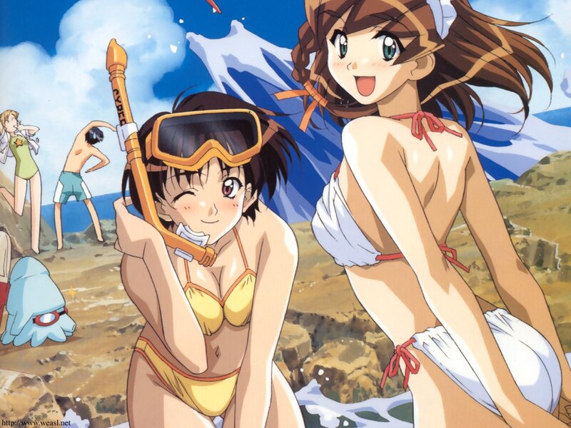 Anime girls at the beach