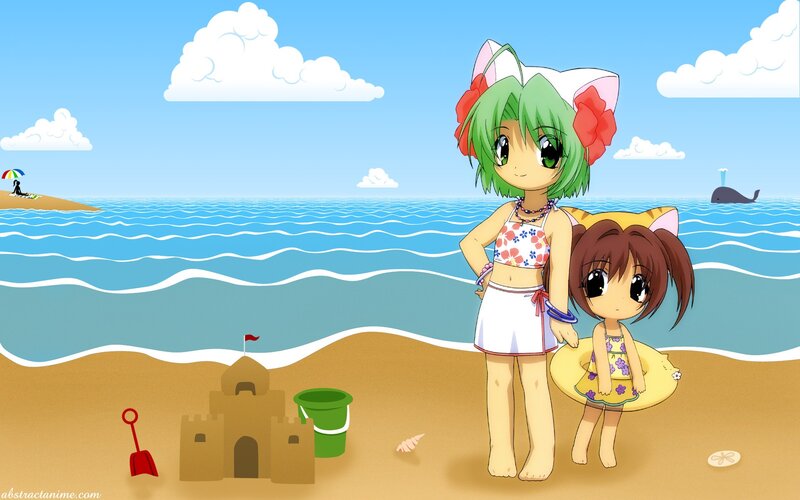 Anime girls at the beach
