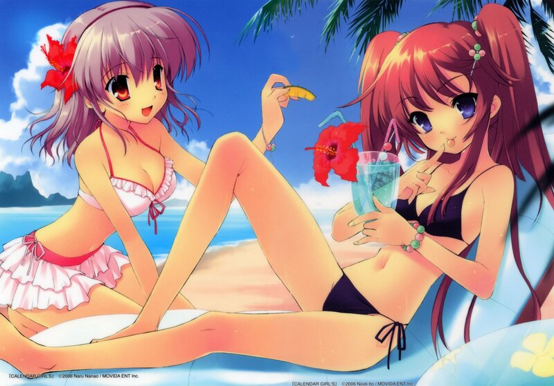 Anime girls at the beach