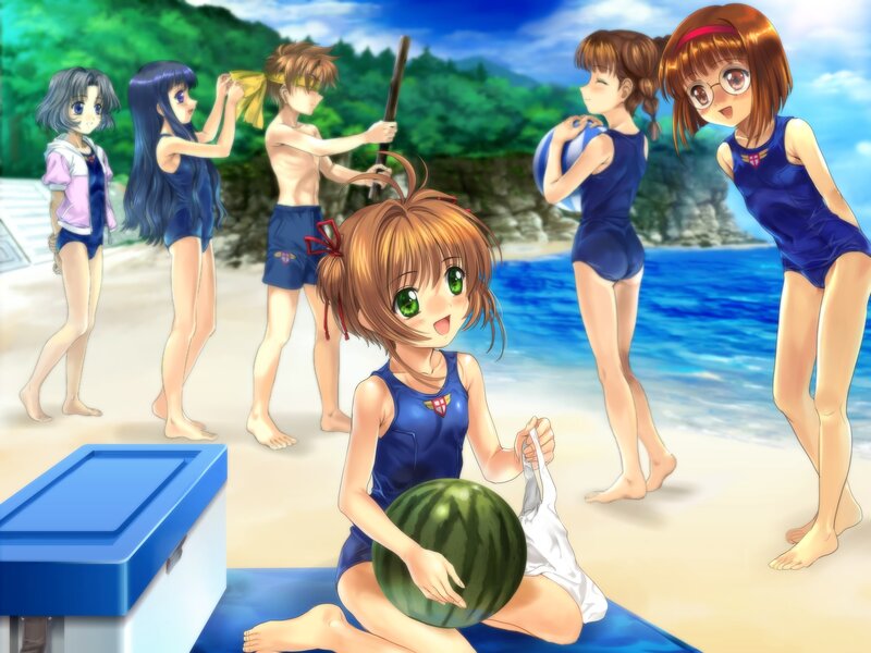 Anime girls at the beach