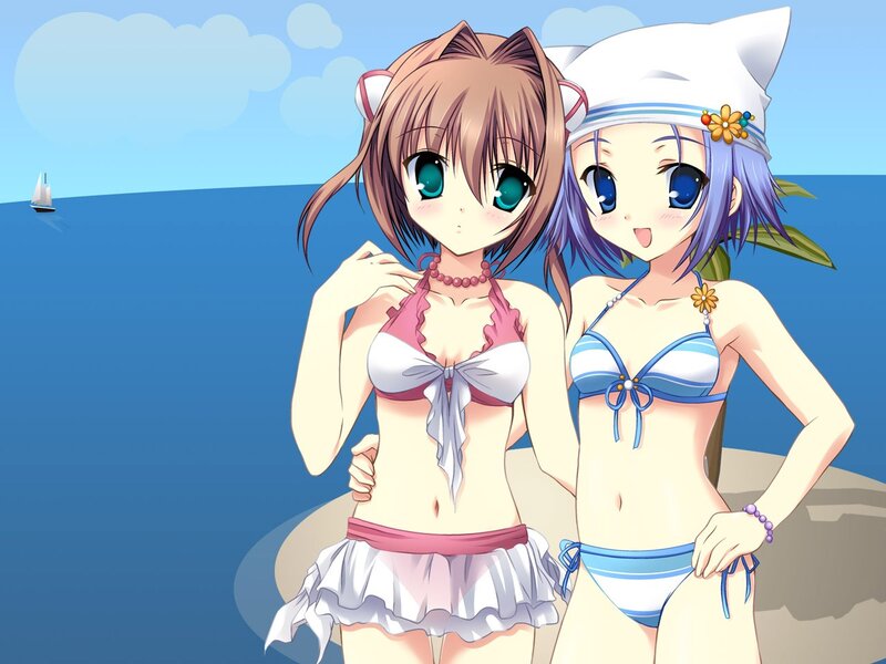 Anime girls at the beach