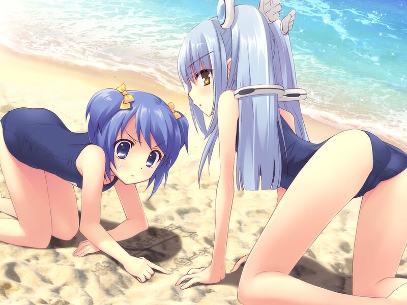 Anime girls at the beach