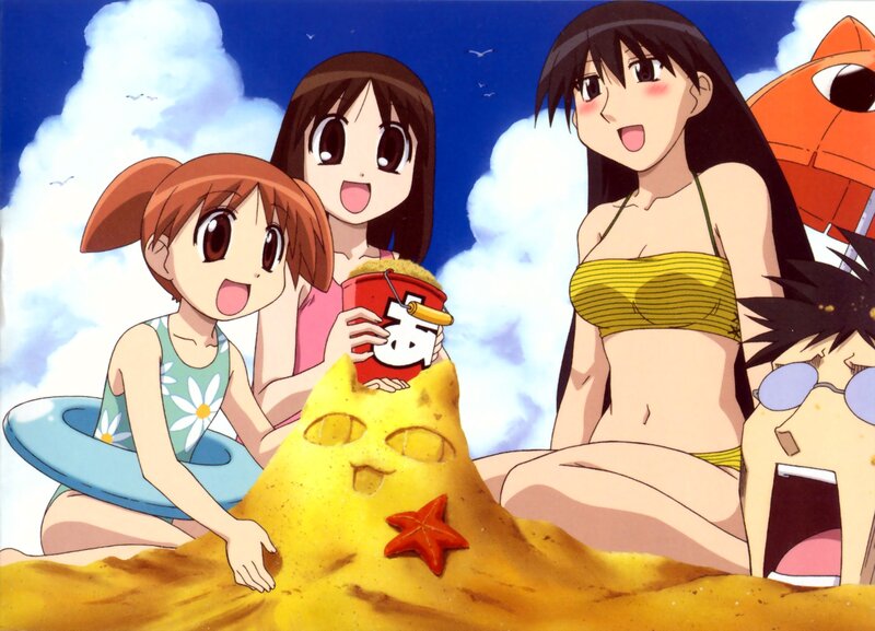anime girls at the beach