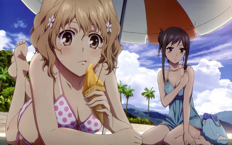 Anime girls at the beach