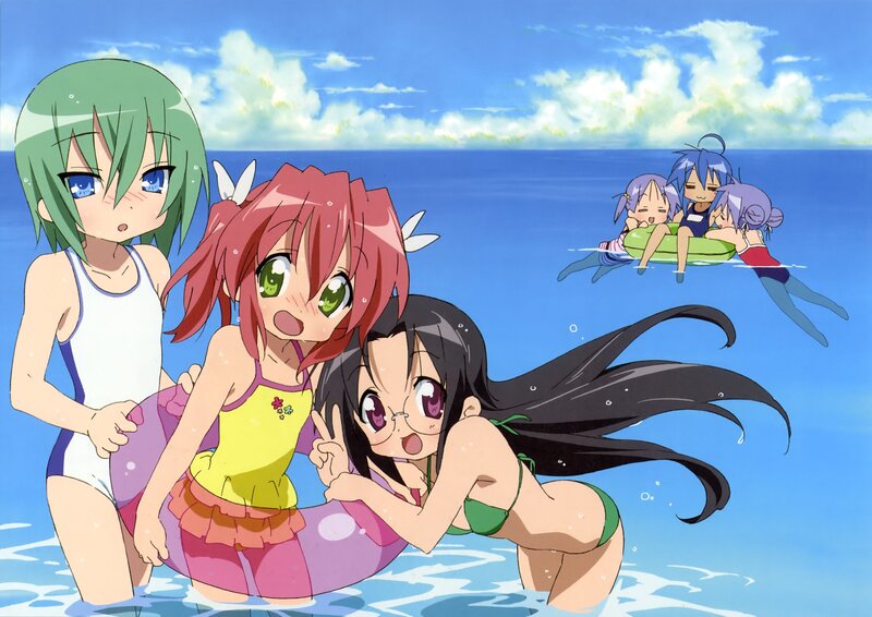 anime girls at the beach
