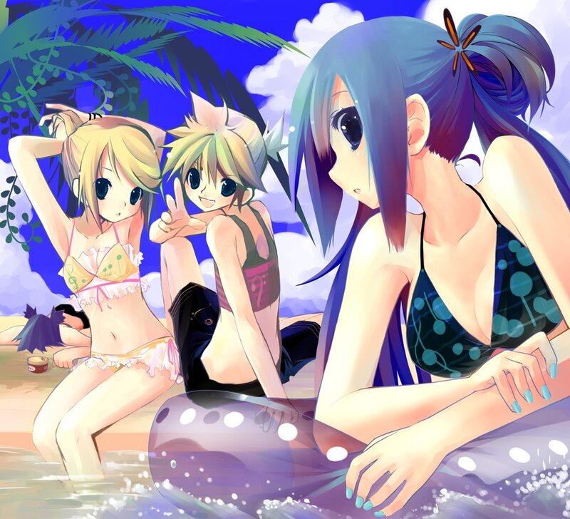 Anime girls at the beach