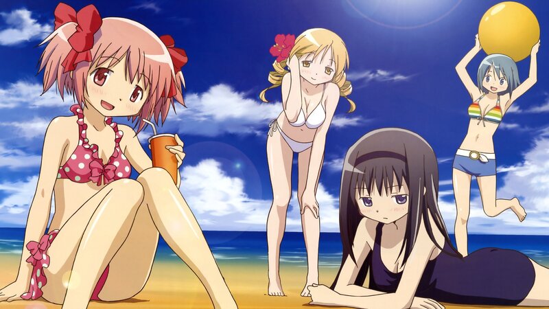 Anime girls at the beach