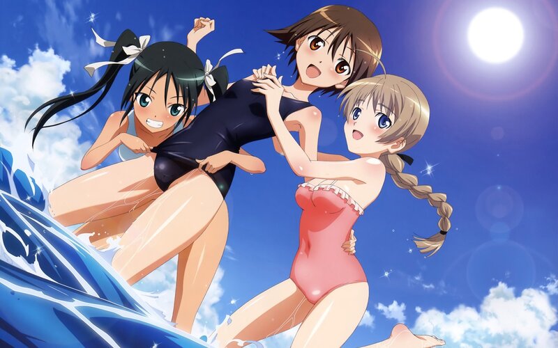 anime girls at the beach