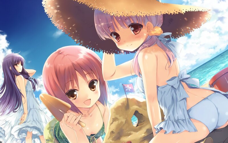 Anime girls at the beach