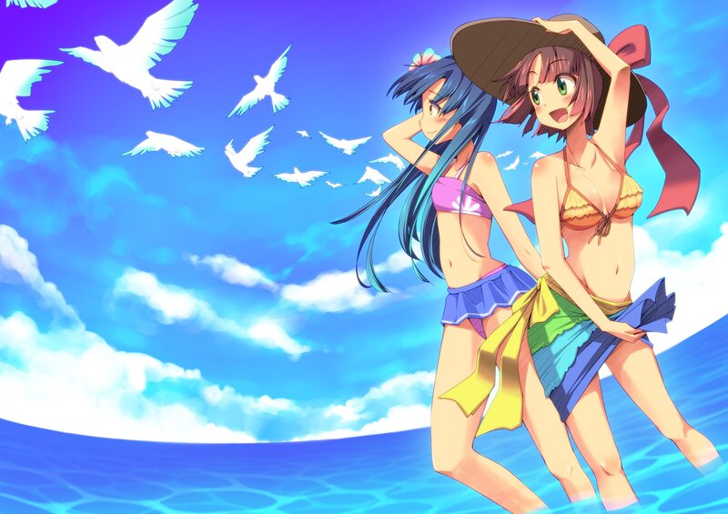 Anime girls at the beach