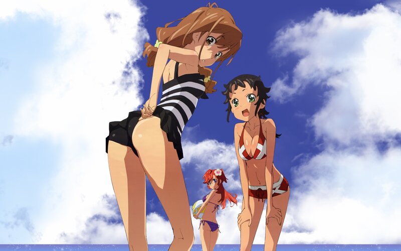 anime girls at the beach