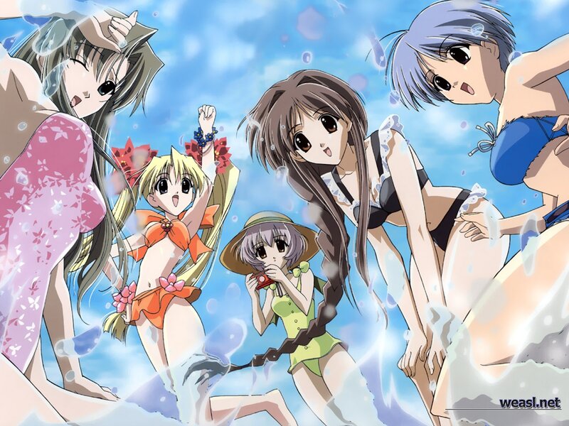 anime girls at the beach