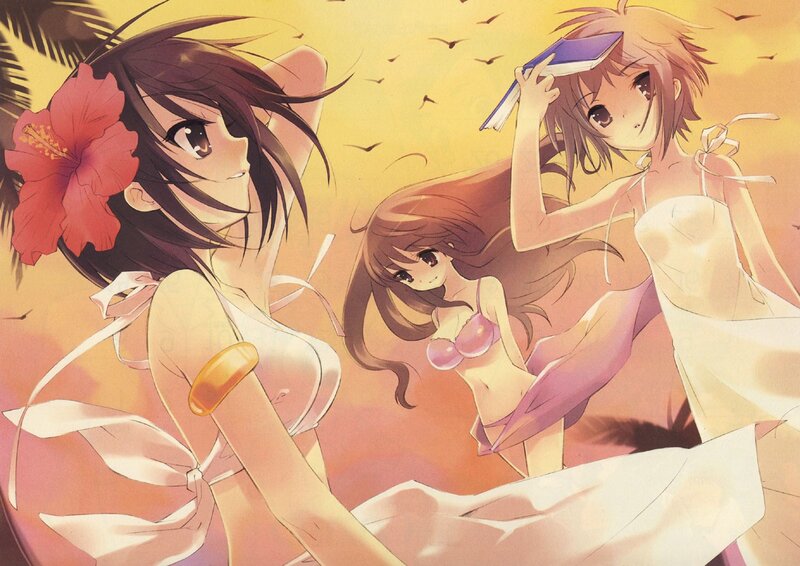 Anime girls at the beach