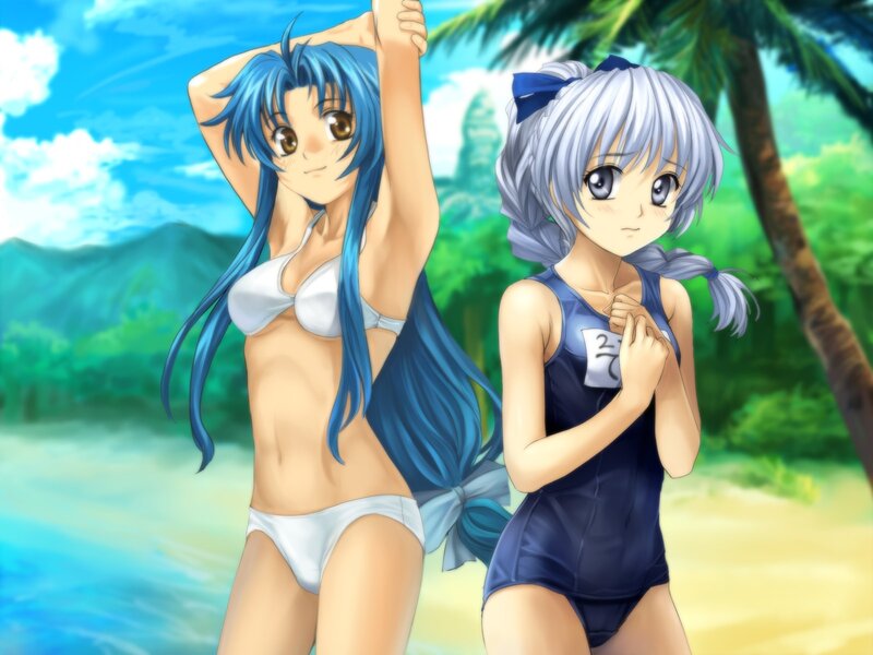 Anime girls at the beach
