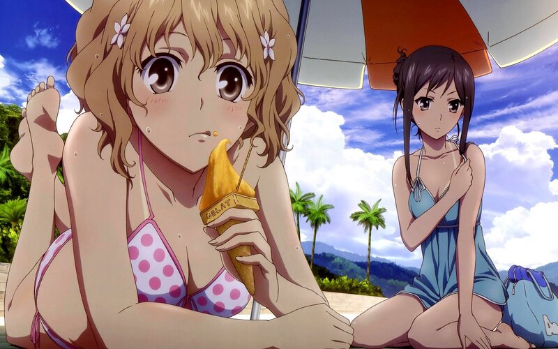 Anime girls at the beach
