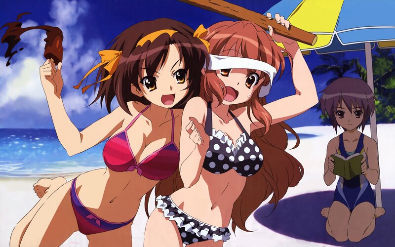 anime girls at the beach