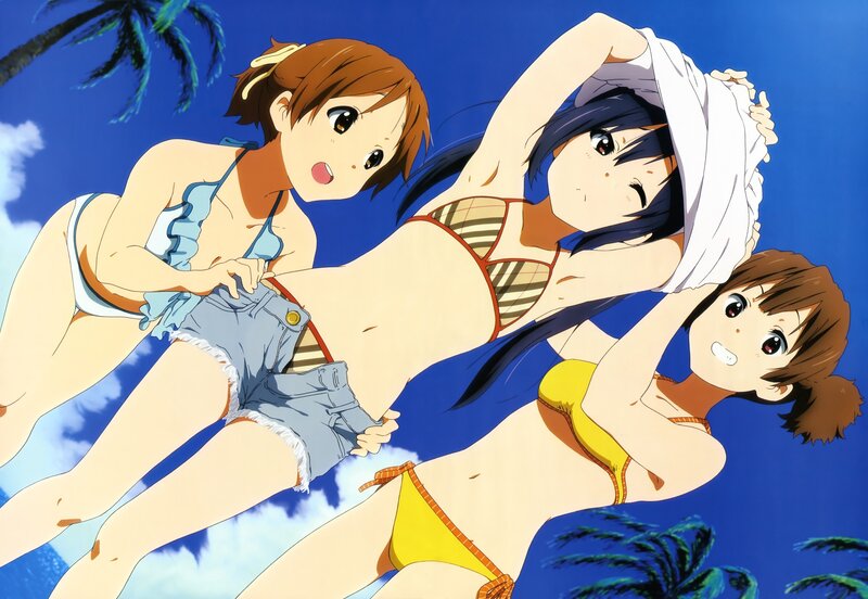 anime girls at the beach
