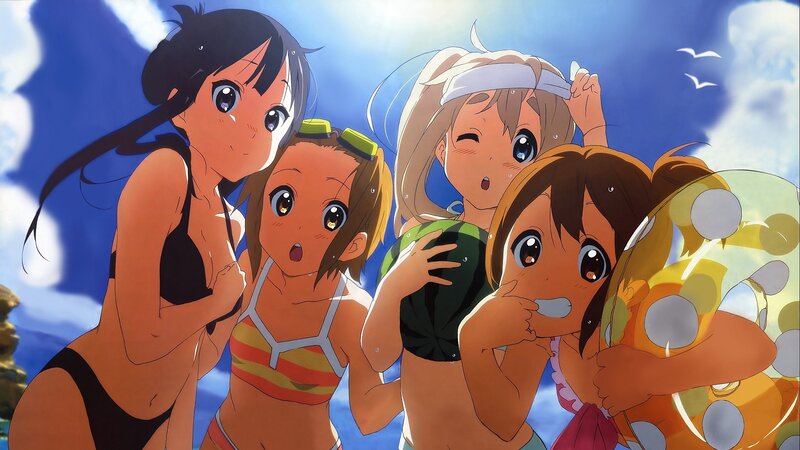 anime girls at the beach