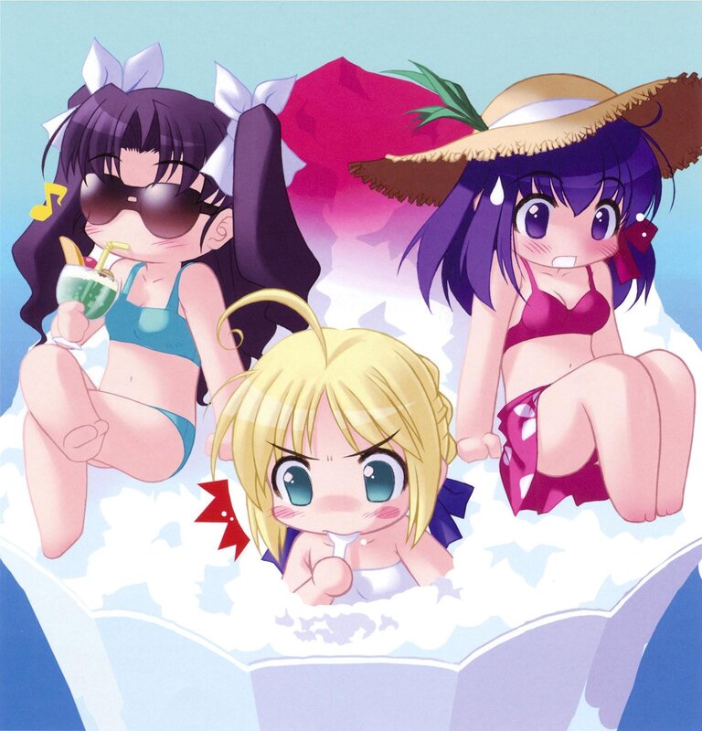anime girls at the beach
