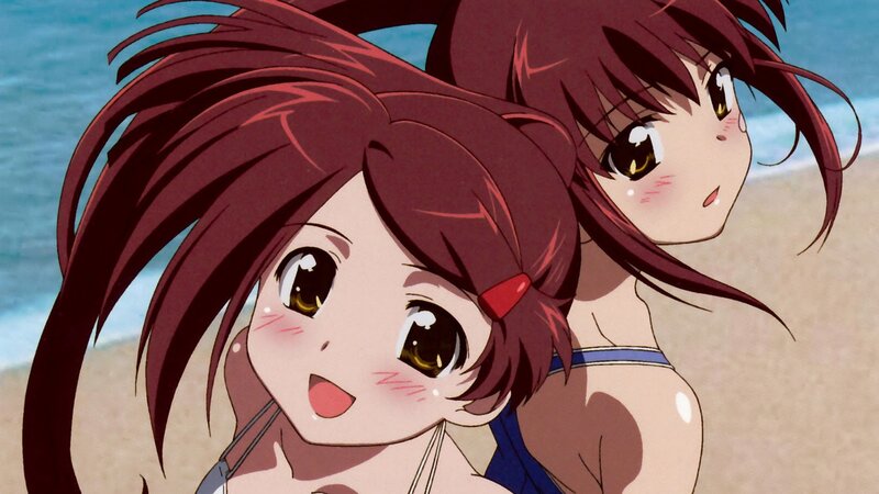 anime girls at the beach
