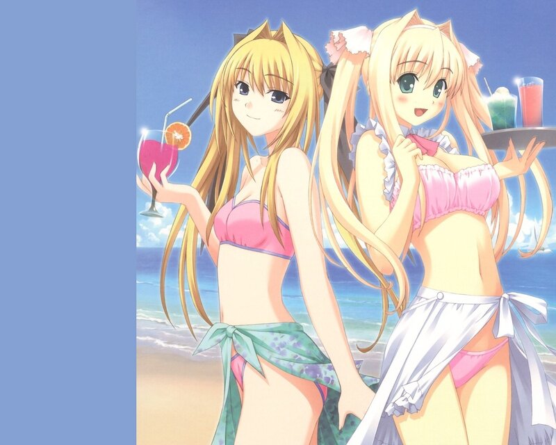 Anime girls at the beach