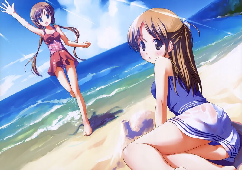 Anime girls at the beach