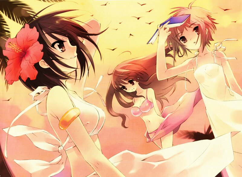 Anime girls at the beach