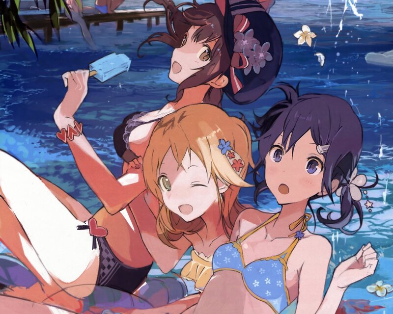 anime girls at the beach