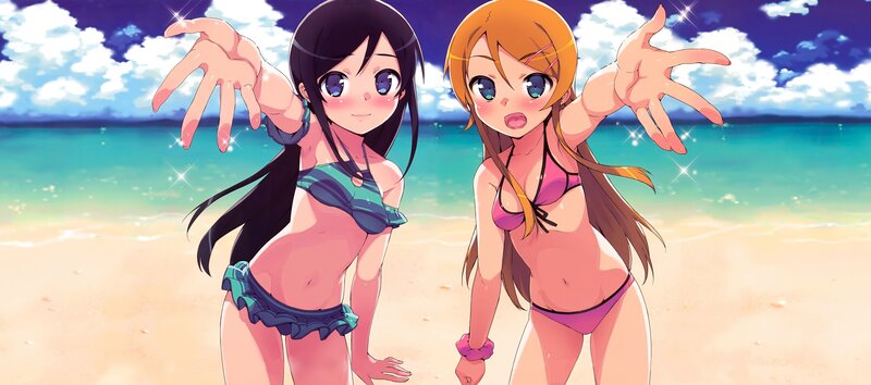 Anime girls at the beach
