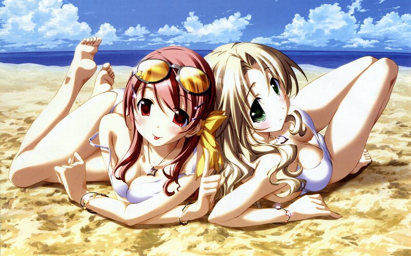 Anime girls at the beach