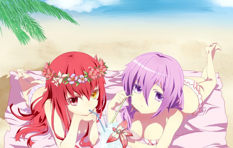 Anime girls at the beach