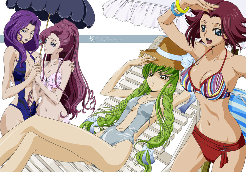 anime girls at the beach