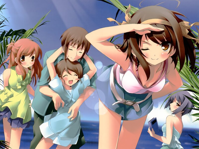 Anime girls at the beach