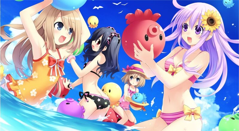 anime girls at the beach