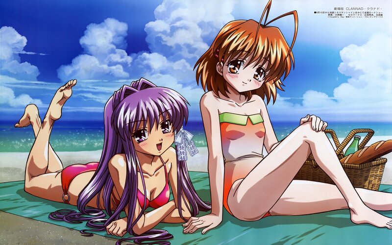 Anime girls at the beach