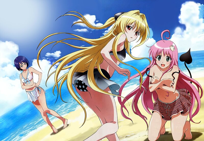 Anime girls at the beach